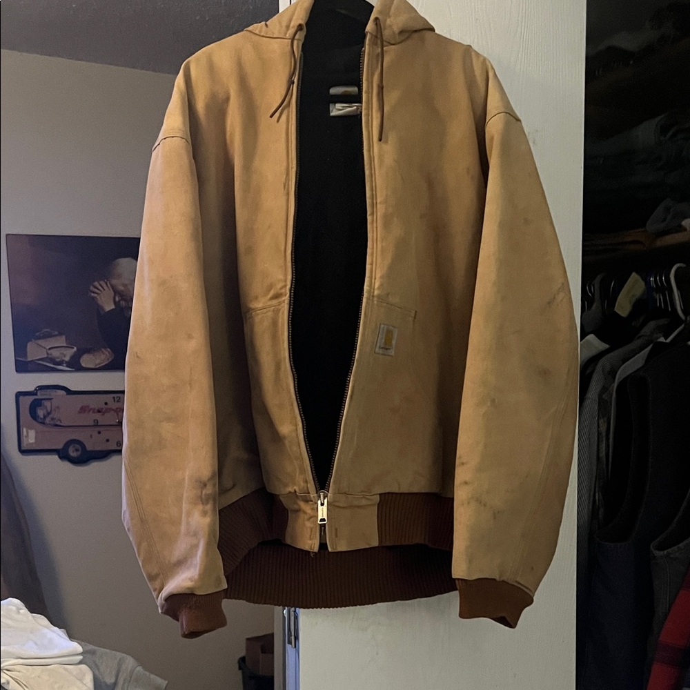 Carhartt Men's Brown Hooded Bomber Jacket